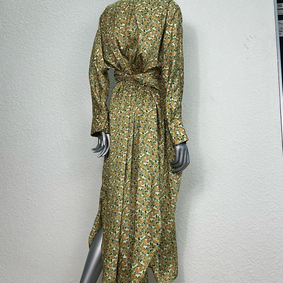 Zara Green Leaves and Floral Maxi Shirt Dress - Picture 4 of 6